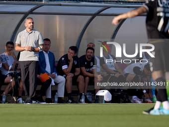 Rui Borges, head coach of Vitoria SC, is gesturing during the UEFA Europa Conference League, Second Qualifying Round, 1st Leg soccer match b...