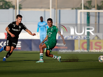 Tomas Handel (L) of Vitoria SC is in action during the UEFA Europa Conference League, Second Qualifying Round, 1st Leg soccer match between...