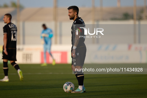 Tiago Silval of Vitoria SC is preparing to take a free-kick during the UEFA Europa Conference League, Second Qualifying Round, 1st Leg socce...