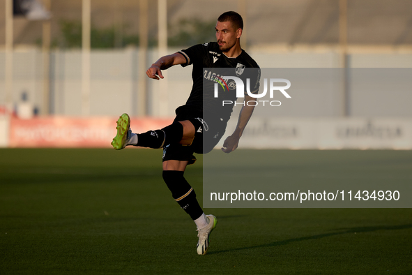 Joao Mendes of Vitoria SC is playing during the UEFA Europa Conference League, Second Qualifying Round, 1st Leg soccer match between Florian...