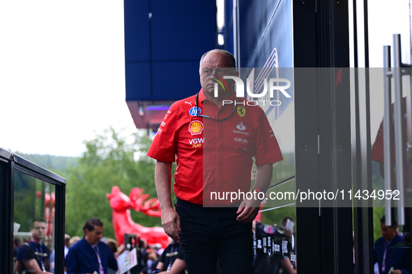 Frederic Vasseur of Scuderia Ferrari is arriving into the paddock after the race of the Belgian GP, the 14th race of the Formula 1 World Cha...