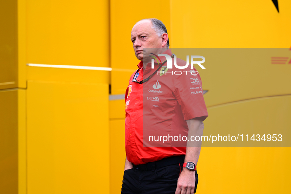 Frederic Vasseur of Scuderia Ferrari is arriving into the paddock after the race of the Belgian GP, the 14th race of the Formula 1 World Cha...