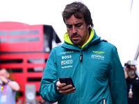 Fernando Alonso of Aston Martin Cognizant F1 Team is arriving in the paddock after the race of the Belgian GP, the 14th race of the Formula...