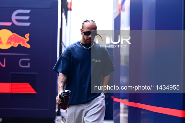 Lewis Hamilton of Mercedes-AMG Petronas F1 Team is arriving into the paddock after the race of the Belgian GP, the 14th race of the Formula...