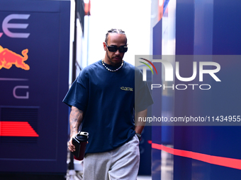 Lewis Hamilton of Mercedes-AMG Petronas F1 Team is arriving into the paddock after the race of the Belgian GP, the 14th race of the Formula...