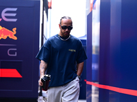 Lewis Hamilton of Mercedes-AMG Petronas F1 Team is arriving into the paddock after the race of the Belgian GP, the 14th race of the Formula...