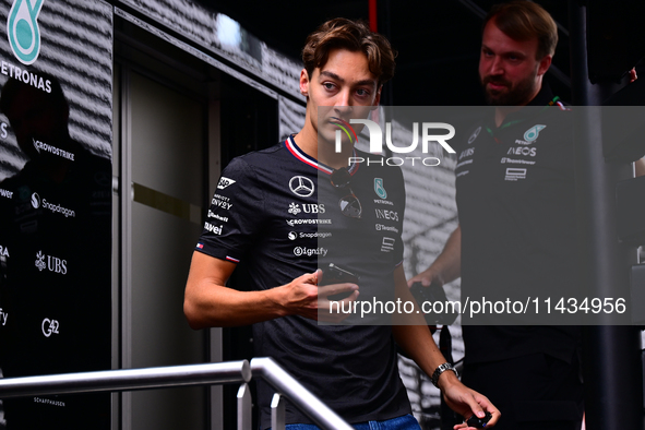 George Russell of Mercedes-AMG Petronas is arriving in the paddock after the race of the Belgian GP, the 14th race of the Formula 1 World Ch...