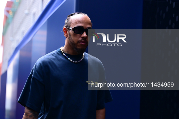 Lewis Hamilton of Mercedes-AMG Petronas F1 Team is arriving into the paddock after the race of the Belgian GP, the 14th race of the Formula...