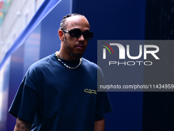 Lewis Hamilton of Mercedes-AMG Petronas F1 Team is arriving into the paddock after the race of the Belgian GP, the 14th race of the Formula...