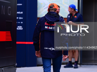 Max Verstappen of Red Bull Racing Honda is arriving in the paddock after the race of the Belgian GP, the 14th race of the Formula 1 World Ch...