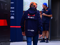 Max Verstappen of Red Bull Racing Honda is arriving in the paddock after the race of the Belgian GP, the 14th race of the Formula 1 World Ch...