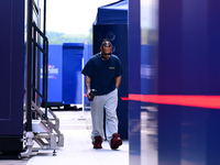 Lewis Hamilton of Mercedes-AMG Petronas F1 Team is arriving into the paddock after the race of the Belgian GP, the 14th race of the Formula...