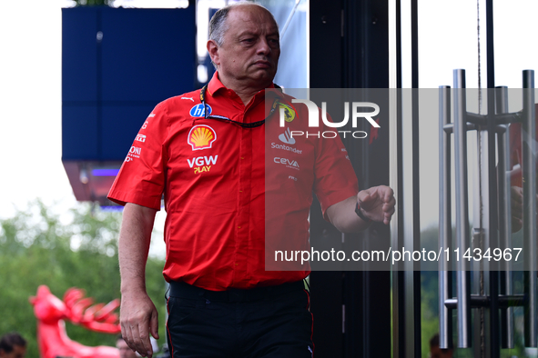 Frederic Vasseur of Scuderia Ferrari is arriving into the paddock after the race of the Belgian GP, the 14th race of the Formula 1 World Cha...