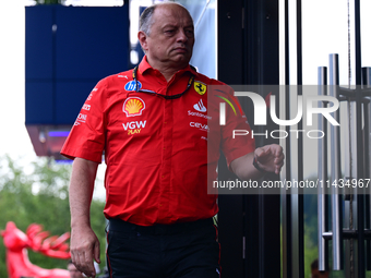 Frederic Vasseur of Scuderia Ferrari is arriving into the paddock after the race of the Belgian GP, the 14th race of the Formula 1 World Cha...