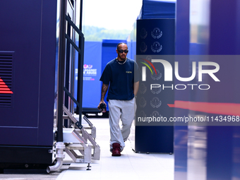 Lewis Hamilton of Mercedes-AMG Petronas F1 Team is arriving into the paddock after the race of the Belgian GP, the 14th race of the Formula...