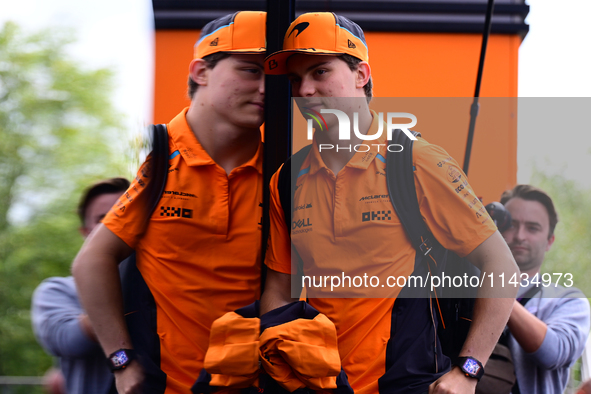 Oscar Piastri of the McLaren F1 Team is arriving in the paddock after the race of the Belgian GP, the 14th race of the Formula 1 World Champ...