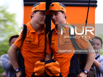 Oscar Piastri of the McLaren F1 Team is arriving in the paddock after the race of the Belgian GP, the 14th race of the Formula 1 World Champ...