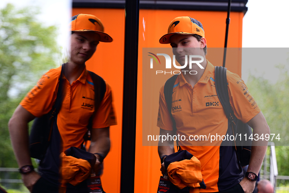 Oscar Piastri of the McLaren F1 Team is arriving in the paddock after the race of the Belgian GP, the 14th race of the Formula 1 World Champ...