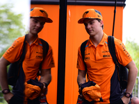 Oscar Piastri of the McLaren F1 Team is arriving in the paddock after the race of the Belgian GP, the 14th race of the Formula 1 World Champ...