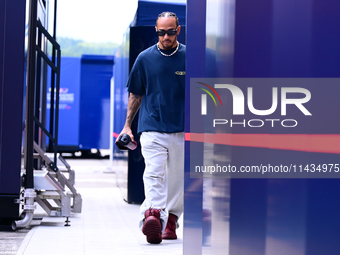 Lewis Hamilton of Mercedes-AMG Petronas F1 Team is arriving into the paddock after the race of the Belgian GP, the 14th race of the Formula...