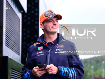 Max Verstappen of Red Bull Racing Honda is arriving in the paddock after the race of the Belgian GP, the 14th race of the Formula 1 World Ch...