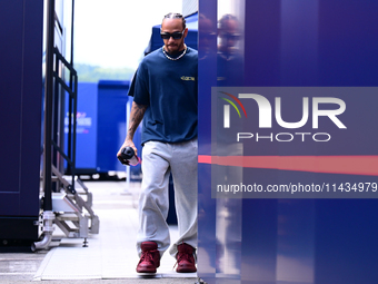 Lewis Hamilton of Mercedes-AMG Petronas F1 Team is arriving into the paddock after the race of the Belgian GP, the 14th race of the Formula...