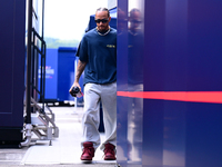 Lewis Hamilton of Mercedes-AMG Petronas F1 Team is arriving into the paddock after the race of the Belgian GP, the 14th race of the Formula...