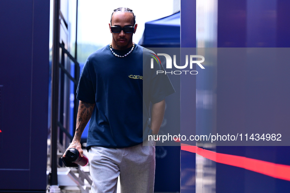 Lewis Hamilton of Mercedes-AMG Petronas F1 Team is arriving into the paddock after the race of the Belgian GP, the 14th race of the Formula...