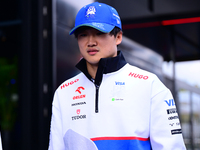 Yuki Tsunoda of Visa Cash-Up Racing Bulls is arriving into the paddock after the race of the Belgian GP, the 14th race of the Formula 1 Worl...