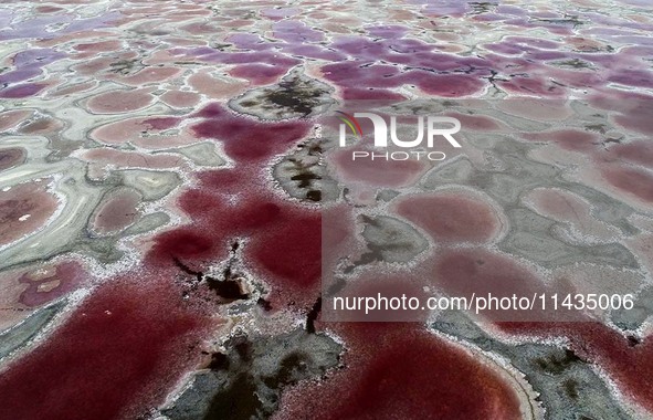 A photo is showing the view of Zhuigde Lake deep in the Badain Jaran Desert in Inner Mongolia, China, on May 4, 2020. On July 26, 2024, at t...