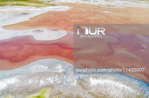 A view of Dabusutu Lake, deep in the Badain Jaran Desert, in Inner Mongolia, China, on May 13, 2020. China's application of the Badain Jaran...