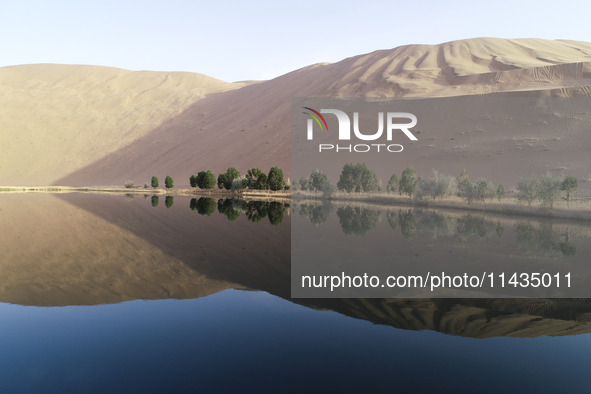 A view of Nortu Lake, deep in the Badain Jaran Desert, in Inner Mongolia, China, on May 5, 2020. On July 26, 2024, at the 46th session of th...