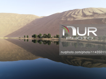 A view of Nortu Lake, deep in the Badain Jaran Desert, in Inner Mongolia, China, on May 5, 2020. On July 26, 2024, at the 46th session of th...