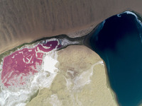 The view of Zhuigde Lake, deep in the Badain Jaran Desert, in Inner Mongolia, China, on May 4, 2020. China's application of the Badain Jaran...