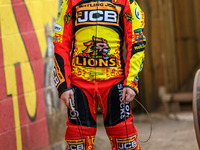 Leicester Lions' Sam Hagon is doing some warm-up exercises during the Rowe Motor Oil Premiership match between Leicester Lions and Belle Vue...