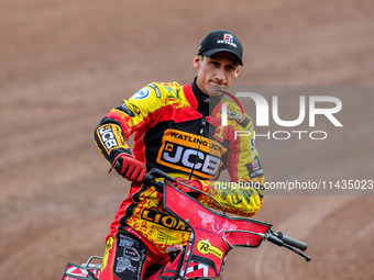 Leicester Lions' Max Fricke is riding on the parade lap during the Rowe Motor Oil Premiership match between Leicester Lions and Belle Vue Ac...