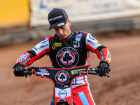 Belle Vue Aces' Ben Cook is riding on the parade lap during the Rowe Motor Oil Premiership match between Leicester Lions and Belle Vue Aces...