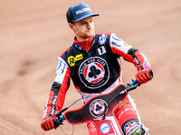 Belle Vue Aces' Brady Kurtz is riding on the parade lap during the Rowe Motor Oil Premiership match between Leicester Lions and Belle Vue Ac...