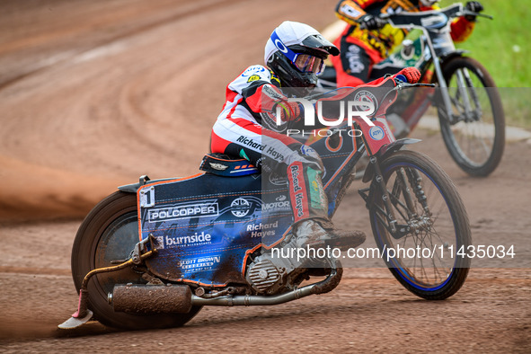 Belle Vue Aces' Brady Kurtz is in action during the Rowe Motor Oil Premiership match between Leicester Lions and Belle Vue Aces at the Pidco...