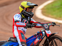 Belle Vue Aces' Ben Cook is participating in the Rowe Motor Oil Premiership match between Leicester Lions and Belle Vue Aces at the Pidcock...