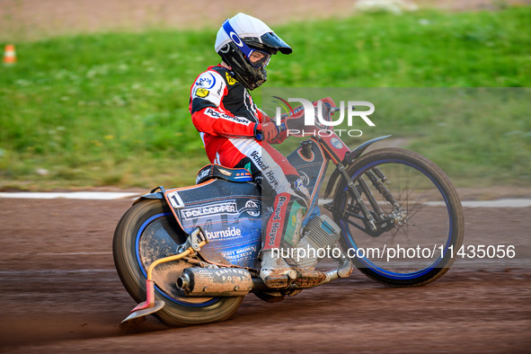 Belle Vue Aces' Brady Kurtz is in action during the Rowe Motor Oil Premiership match between Leicester Lions and Belle Vue Aces at the Pidco...