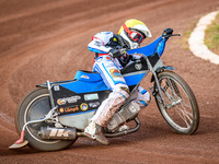 Belle Vue Aces' Antti Vuolas is in action during the Rowe Motor Oil Premiership match between Leicester Lions and Belle Vue Aces at the Pidc...