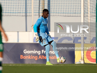 Bruno Varela, goalkeeper and captain of Vitoria SC, is in action during the UEFA Europa Conference League, Second Qualifying Round, 1st Leg...