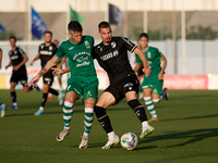 Joao Mendes (right) of Vitoria SC is being challenged by Alejandro Garzia (left) of Floriana during the UEFA Europa Conference League, Secon...