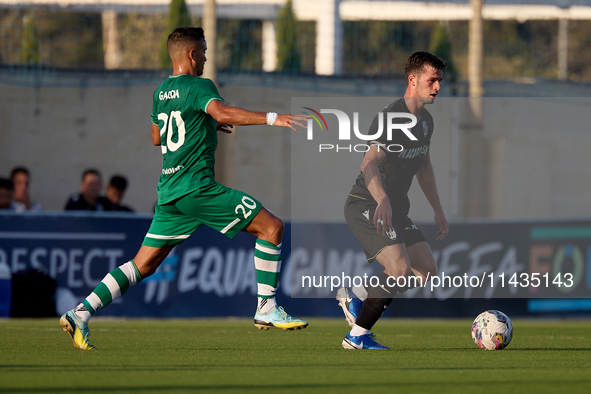 Tomas Handel (R) of Vitoria SC is in action during the UEFA Europa Conference League, Second Qualifying Round, 1st Leg soccer match between...