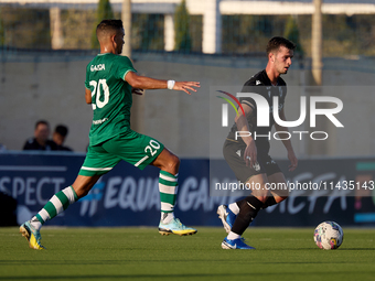 Tomas Handel (R) of Vitoria SC is in action during the UEFA Europa Conference League, Second Qualifying Round, 1st Leg soccer match between...