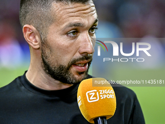 Ajax trainer Francesco Farioli is coaching during the match Ajax vs. Vojvodina at the Johan Cruijff ArenA for the UEFA Europa League Second...