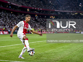 Ajax player Devyne Rensch is playing during the match Ajax vs. Vojvodina at the Johan Cruijff ArenA for the UEFA Europa League Second qualif...