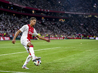 Ajax player Devyne Rensch is playing during the match Ajax vs. Vojvodina at the Johan Cruijff ArenA for the UEFA Europa League Second qualif...