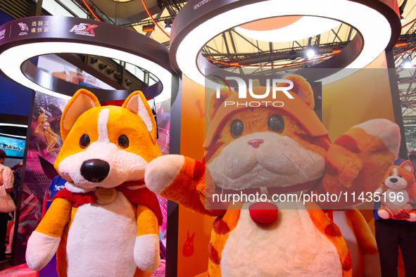 A general view is showing the Personal 5 Games booth during the Chinajoy Games Fair in Shanghai, China, on July 26, 2024. 